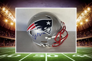 Drake Maye New England Patriots Riddell Speed Authentic Game Model Helmet Signed With Photo Proof