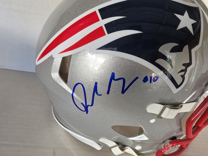 Drake Maye New England Patriots Riddell Speed Authentic Game Model Helmet Signed With Photo Proof.