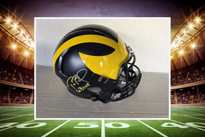 Tom Brady Michigan Wolverines Riddell Speed Full Size Helmet Signed Go Blue Inscription Photo Proof