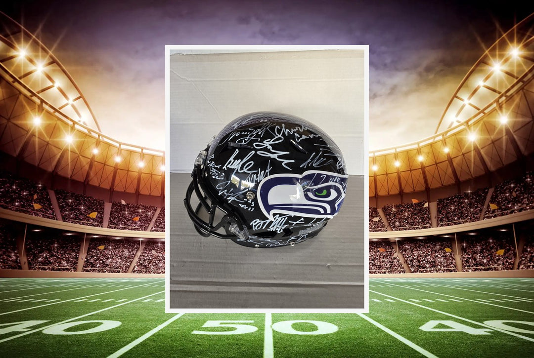 Seattle Seahawks 2025-26 Super Bowl Champions Riddell Speed Authentic Team Signed Helmet 43 Signatures White Ink A.