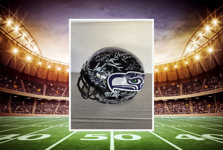 Seattle Seahawks 2025-26 Super Bowl Champions Riddell Speed Authentic Team Signed Helmet 43 Signatures White Ink A.