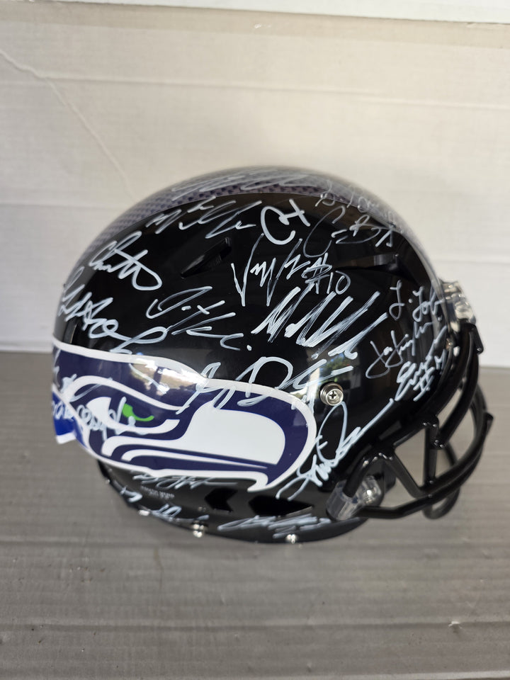 Seattle Seahawks 2025-26 Super Bowl Champions Riddell Speed Authentic Team Signed Helmet 43 Signatures White Ink A.