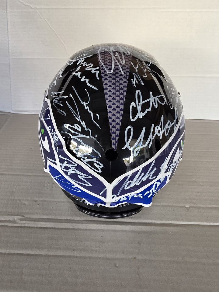 Seattle Seahawks 2025-26 Super Bowl Champions Riddell Speed Authentic Team Signed Helmet 43 Signatures White Ink A.