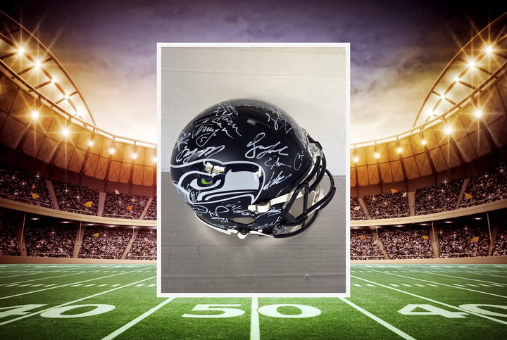 Seattle Seahawks 2025-26 Super Bowl Champions Riddell Speed Authentic Team Signed Helmet 43 Signatures White Ink B.