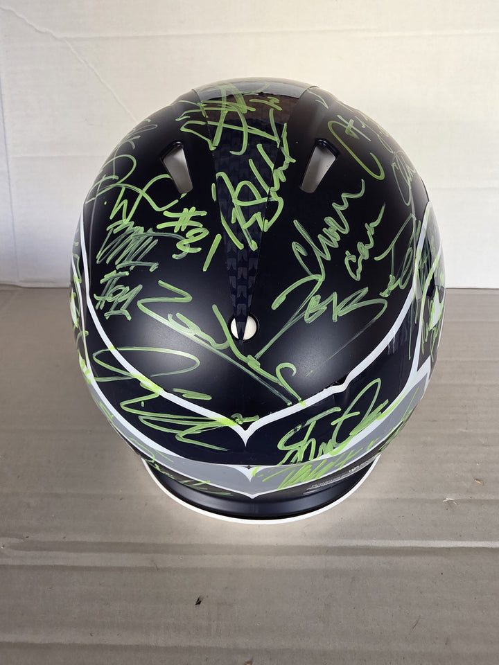 Seattle Seahawks 2025-26 Super Bowl Champions Riddell Speed Authentic Team Signed Helmet 43 Signatures Green Ink.