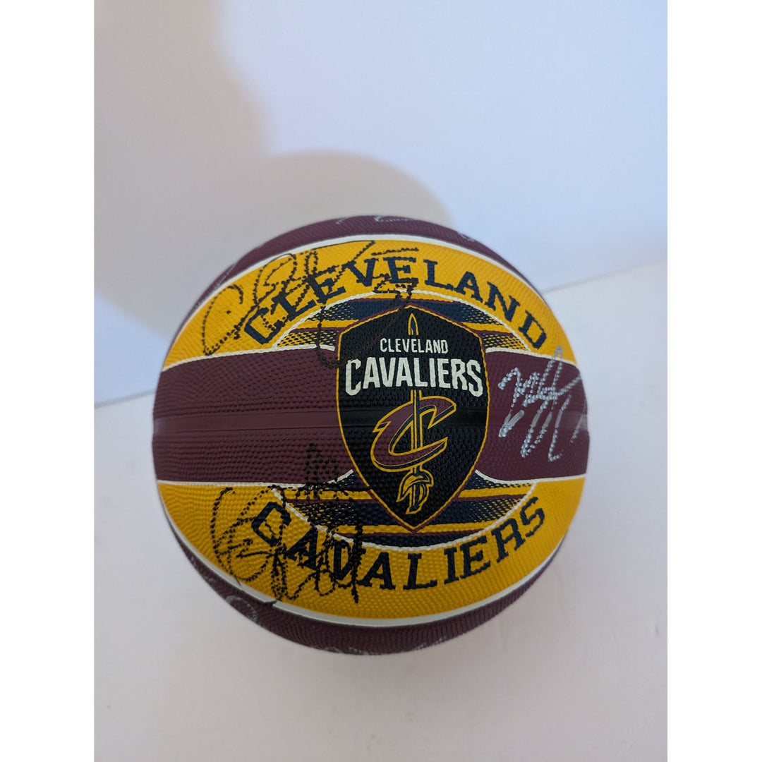 Cleveland Cavaliers LeBron James Kyrie Irving NBA champions team signed basketball with proof.