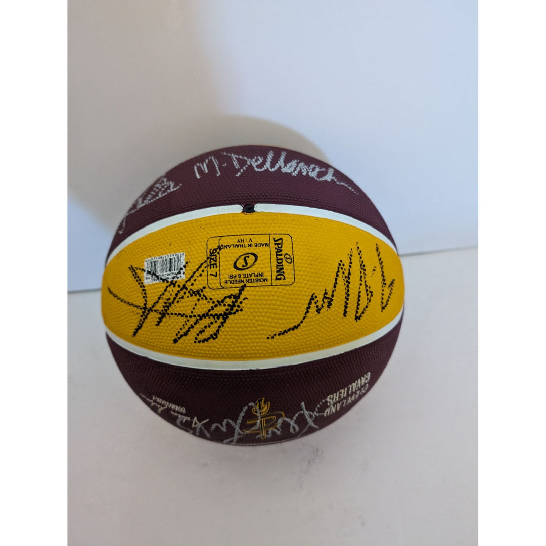 Cleveland Cavaliers LeBron James Kyrie Irving NBA champions team signed basketball with proof.