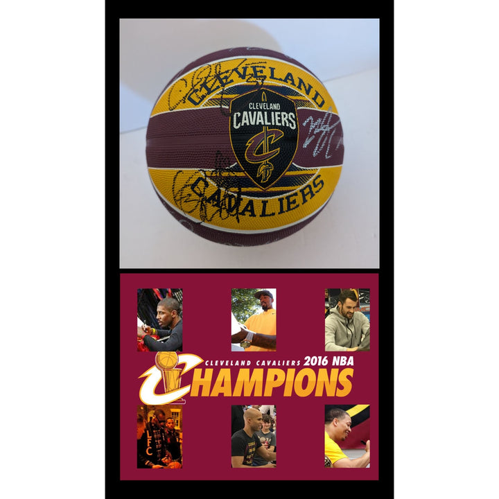 Cleveland Cavaliers LeBron James Kyrie Irving NBA champions team signed basketball with proof.