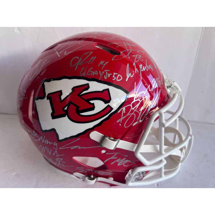 Kansas City Chiefs Patrick Mahomes Travis Kelce Chris Jones Andy Reid 2023-24 authentic helmet team signed with proof