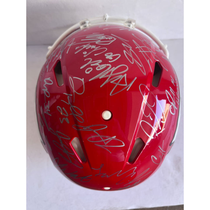 Kansas City Chiefs Patrick Mahomes Travis Kelce Chris Jones Andy Reid 2023-24 authentic helmet team signed with proof