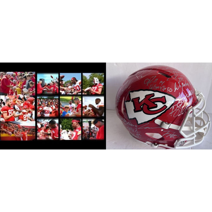 Kansas City Chiefs Patrick Mahomes Travis Kelce Chris Jones Andy Reid 2023-24 authentic helmet team signed with proof