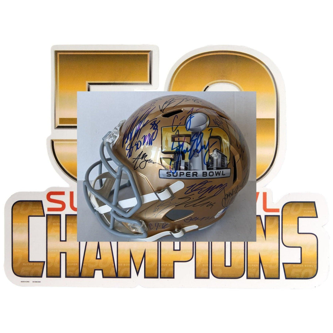 Denver Broncos Superbowl Champions Peyton Manning Von Miller Riddell Full size replica helmet 2015 team signed (40 plus signed) with proof