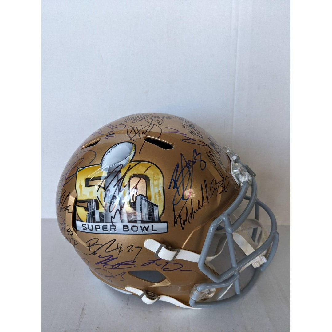 Denver Broncos Superbowl Champions Peyton Manning Von Miller Riddell Full size replica helmet 2015 team signed (40 plus signed) with proof
