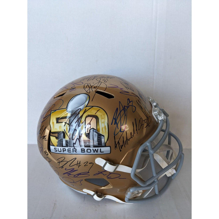 Denver Broncos Superbowl Champions Peyton Manning Von Miller Riddell Full size replica helmet 2015 team signed (40 plus signed) with proof