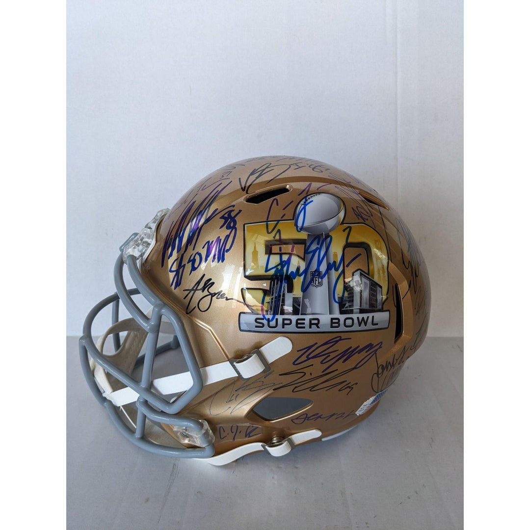 Denver Broncos Superbowl Champions Peyton Manning Von Miller Riddell Full size replica helmet 2015 team signed (40 plus signed) with proof
