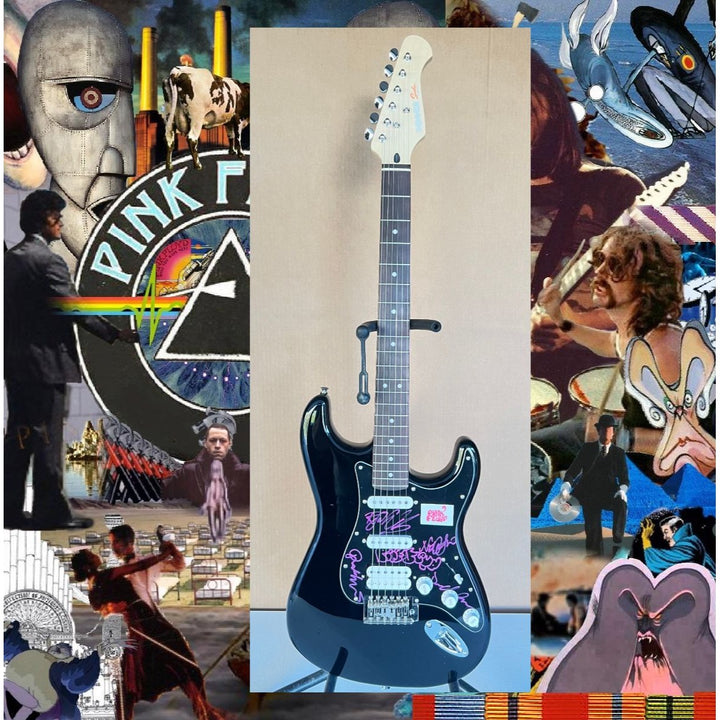 Pink Floyd David Gilmour Roger waters Richard Wright Nick Mason Mason full size Stratocaster electric guitar signed with proof