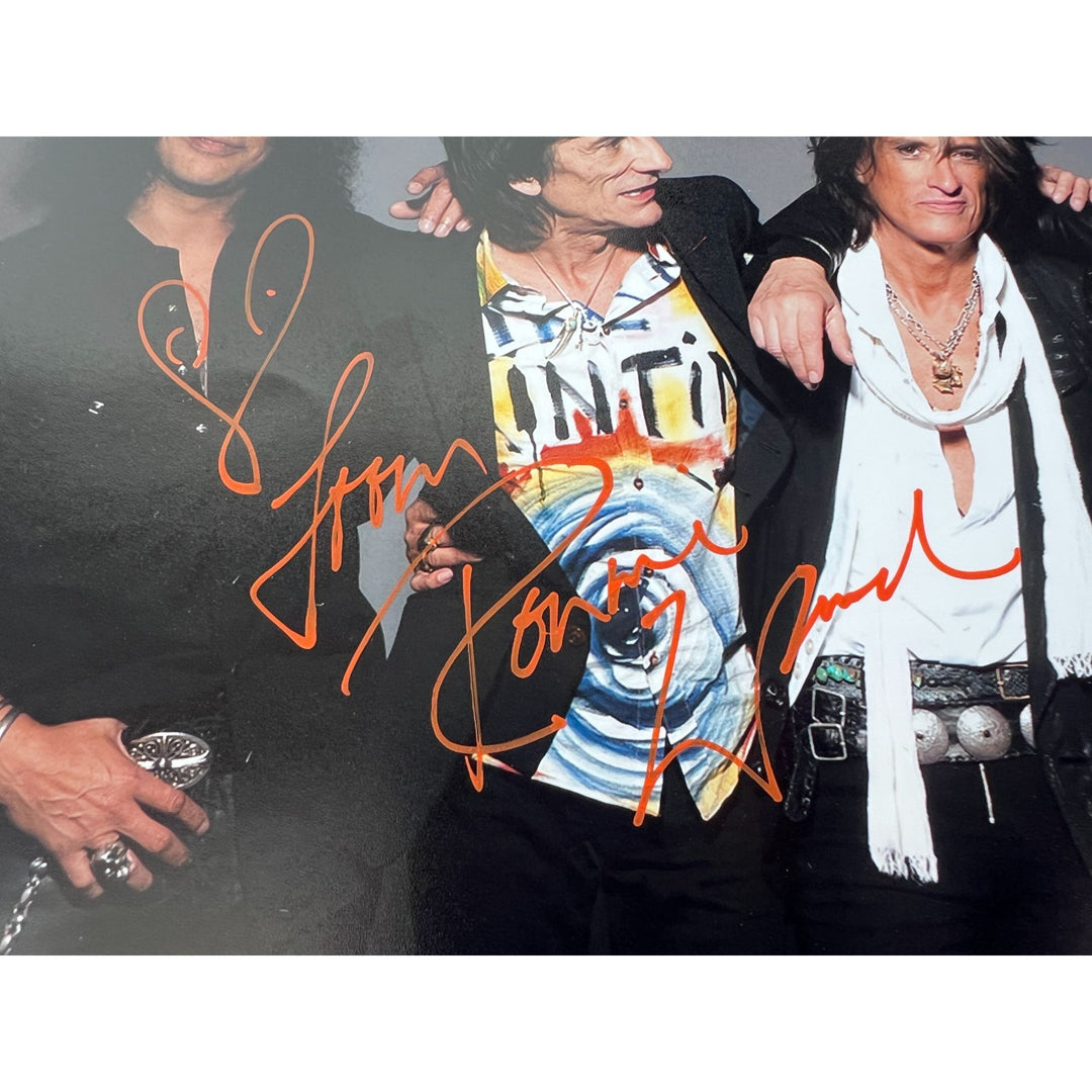 Slash Ronnie Wood Joe Perry Jimmy Page Jeff Beck and Paul Rodgers 11x14 photo signed with proof.