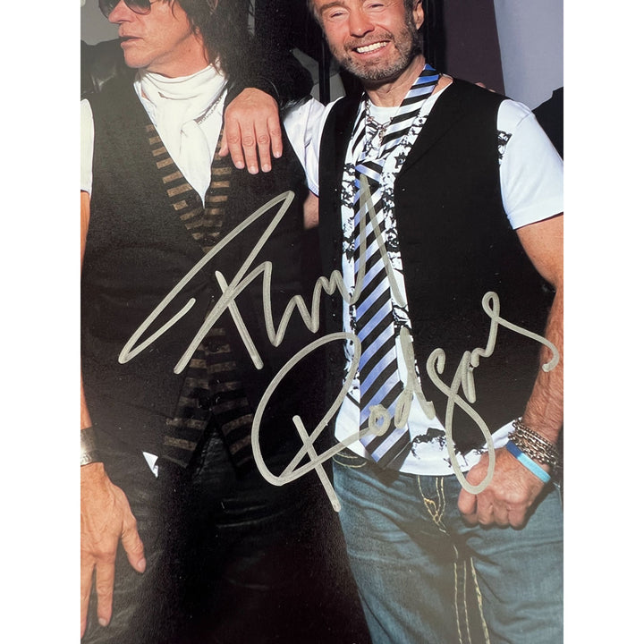 Slash Ronnie Wood Joe Perry Jimmy Page Jeff Beck and Paul Rodgers 11x14 photo signed with proof.