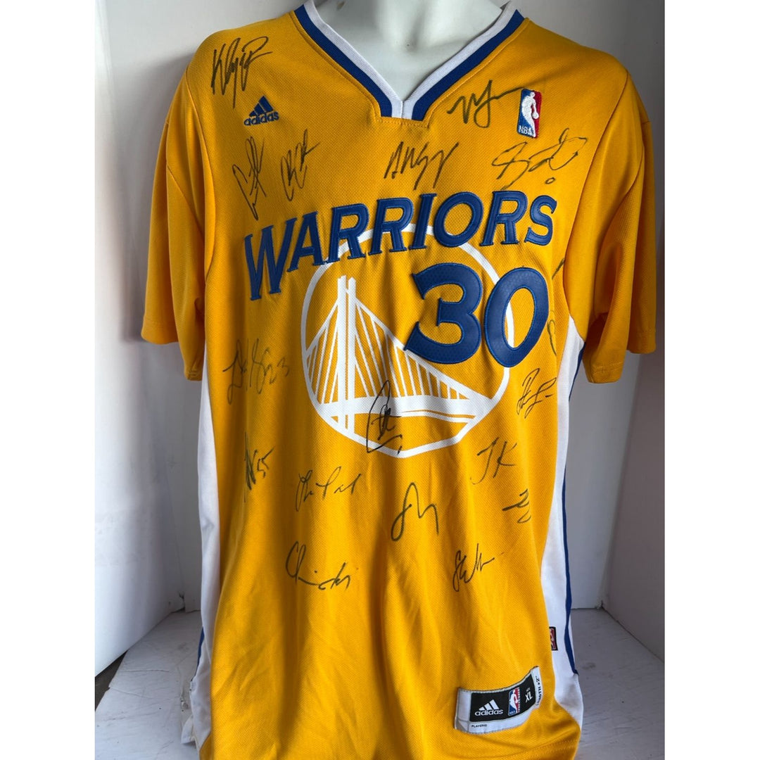 Golden State Warriors Stephen Curry NBA champions shooting shirt team signed with proof