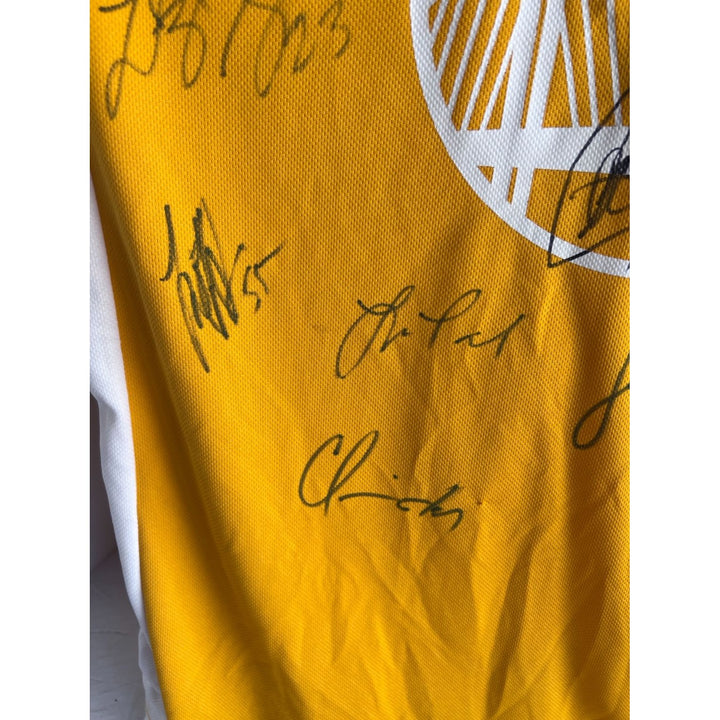 Golden State Warriors Stephen Curry NBA champions shooting shirt team signed with proof