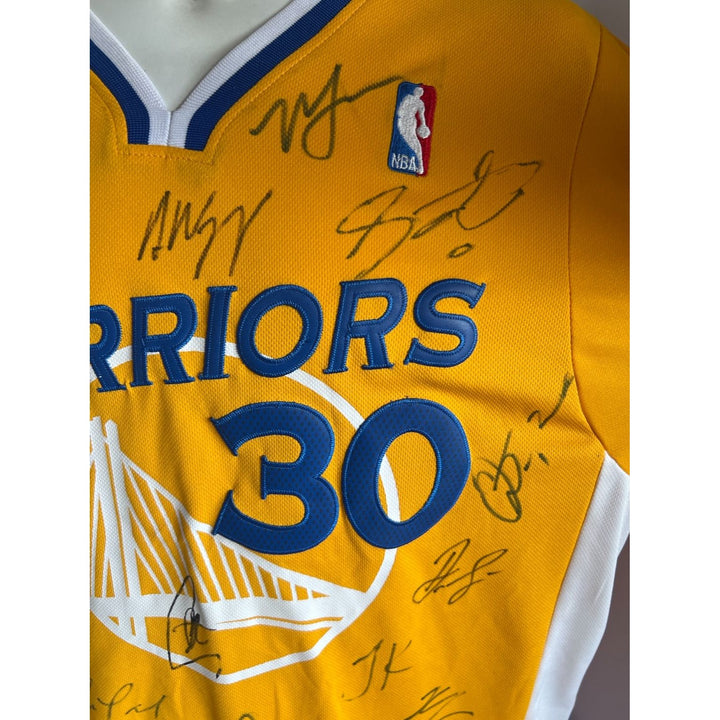 Golden State Warriors Stephen Curry NBA champions shooting shirt team signed with proof