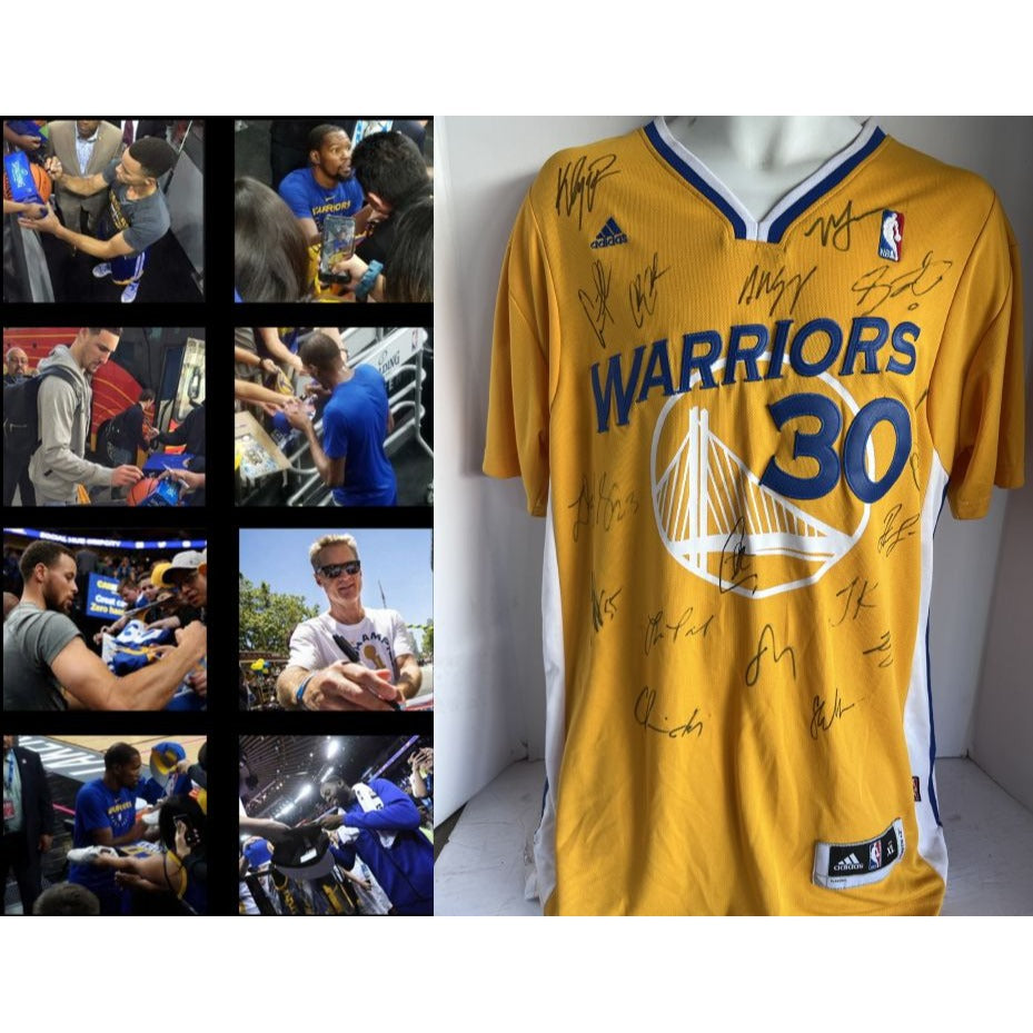 Golden State Warriors Stephen Curry NBA champions shooting shirt team signed with proof