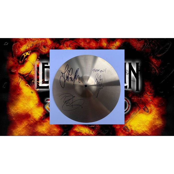 Led Zeppelin Jimmy Page Robert Plant John Paul Jones  cymbal signed with proof
