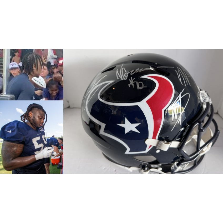 Houston Texans CJ Stroud Joe Mixon Stefon Diggs Riddell pro model helmet signed with proof