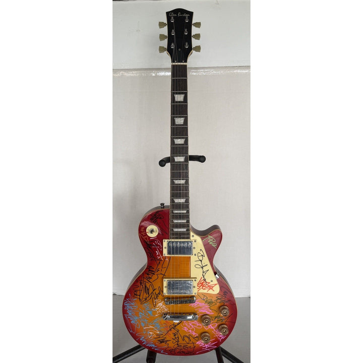 Heavy Metals Greatest bands Black Sabbath Metallica Judas Priest Iron Maiden Cherry Les Paul electric guitar signed with proof.