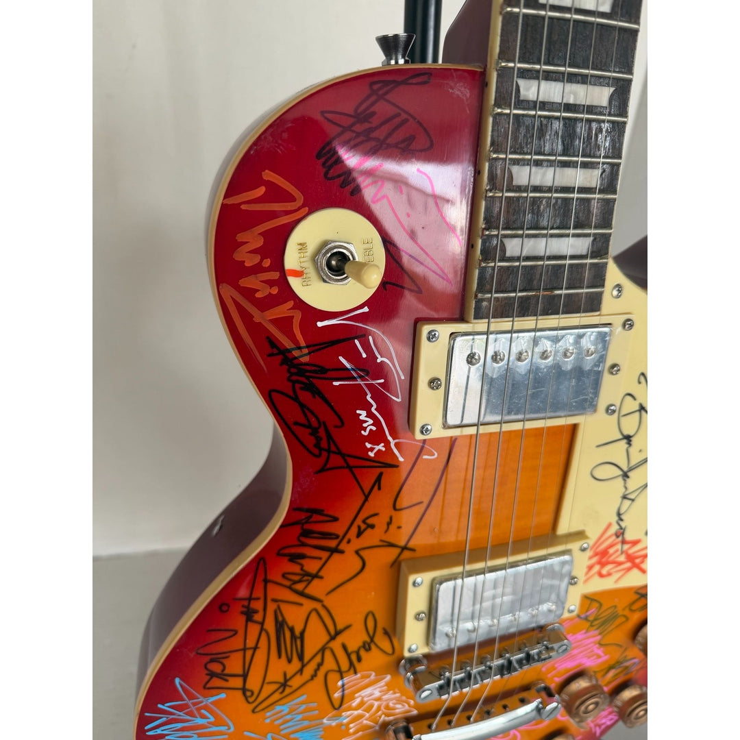Heavy Metals Greatest bands Black Sabbath Metallica Judas Priest Iron Maiden Cherry Les Paul electric guitar signed with proof.