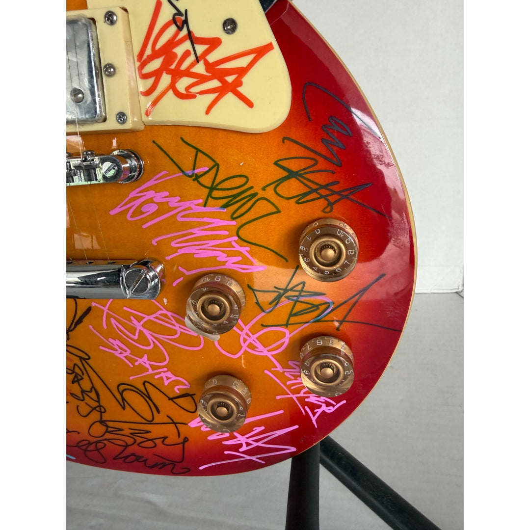 Heavy Metals Greatest bands Black Sabbath Metallica Judas Priest Iron Maiden Cherry Les Paul electric guitar signed with proof.