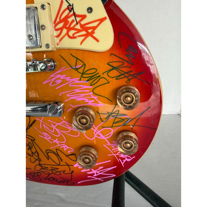 Heavy Metals Greatest bands Black Sabbath Metallica Judas Priest Iron Maiden Cherry Les Paul electric guitar signed with proof.