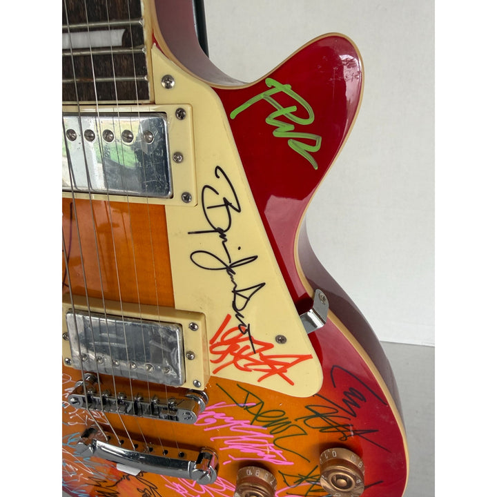 Heavy Metals Greatest bands Black Sabbath Metallica Judas Priest Iron Maiden Cherry Les Paul electric guitar signed with proof.