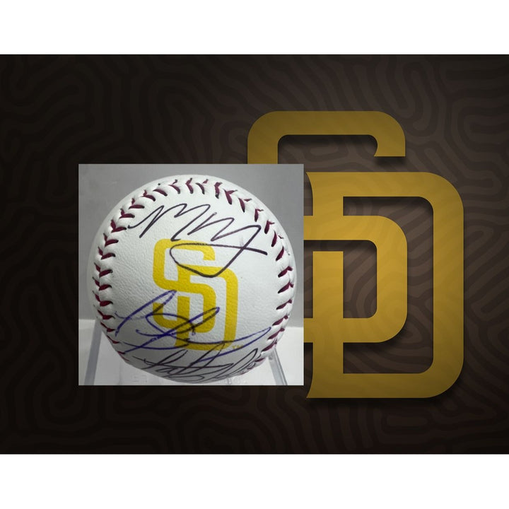 San Diego Padres Manny Machado Luis Arraez, Fernando Tatis Jr, Jackson Merrill Rawlings MLB baseball signed with proof.