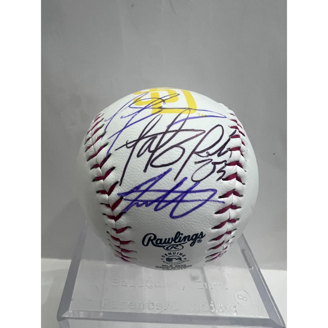 San Diego Padres Manny Machado Luis Arraez, Fernando Tatis Jr, Jackson Merrill Rawlings MLB baseball signed with proof.