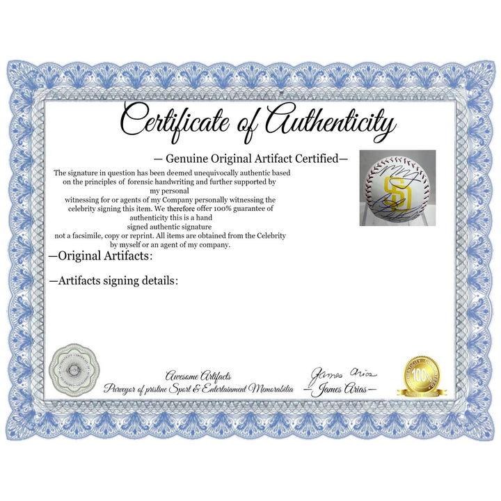 San Diego Padres Manny Machado Luis Arraez, Fernando Tatis Jr, Jackson Merrill Rawlings MLB baseball signed with proof.