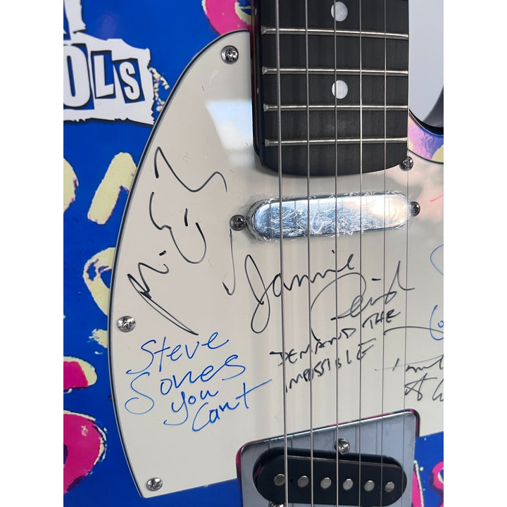 The Sex Pistols John Lyndon "Johnny Rotten", Glen Matlock, Paul Cook, Steve Jones one of a kind telecaster electric guitar signed with proof.