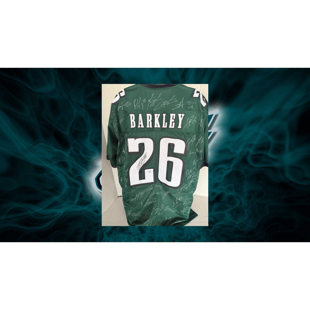 Saquon Barkley Philadelphia Eagles Superbowl XIL game model jersey team signed (45 plus signed) with proof.