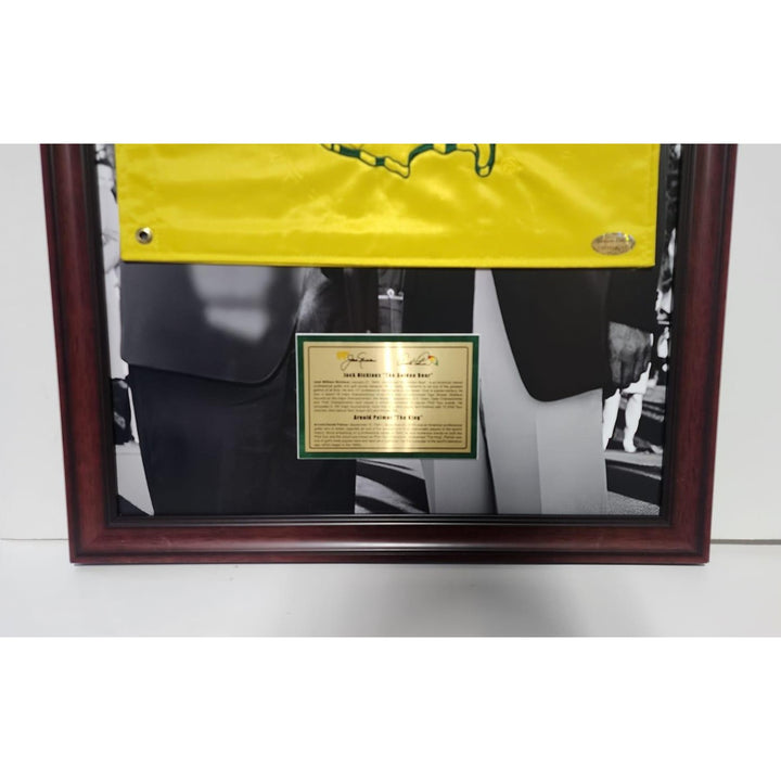 Arnold Palmer and Jack Nicklaus Masters Flags signed with inscription & proof