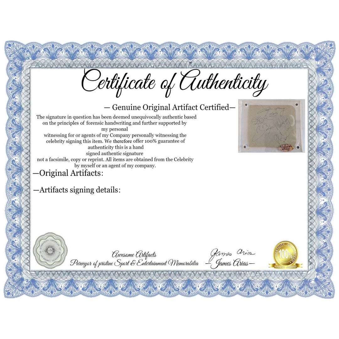 Bon Scott, Angus & Malcolm Young, Cliff Williams, Phil Rudd AC/DC Vintage autograph book page signed with proof