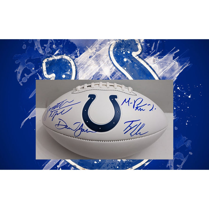 Jonathan Taylor, Daniel Jones, Ty Warren, Michael Pittman Jr. Indianapolis Colts 2025 full size football signed with proof