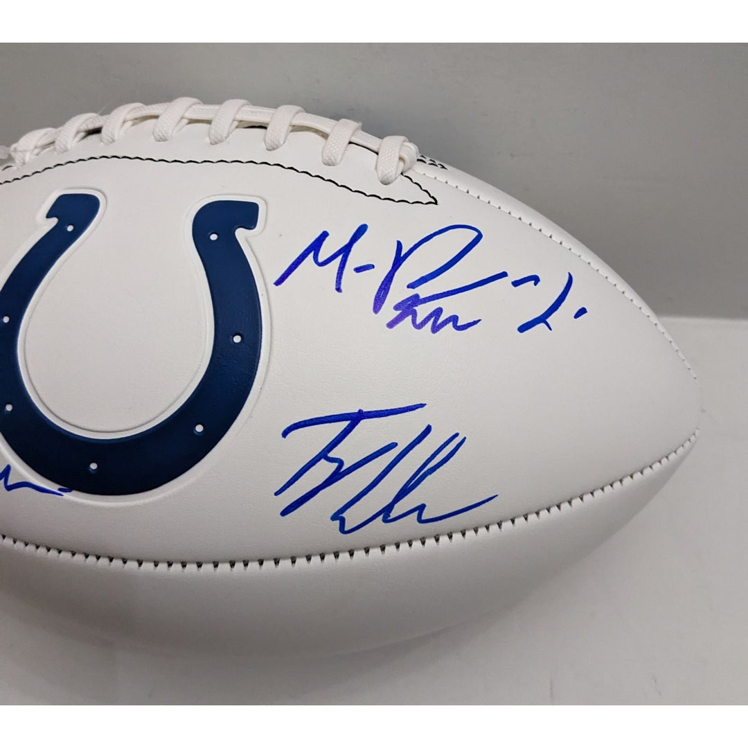 Jonathan Taylor, Daniel Jones, Ty Warren, Michael Pittman Jr. Indianapolis Colts 2025 full size football signed with proof