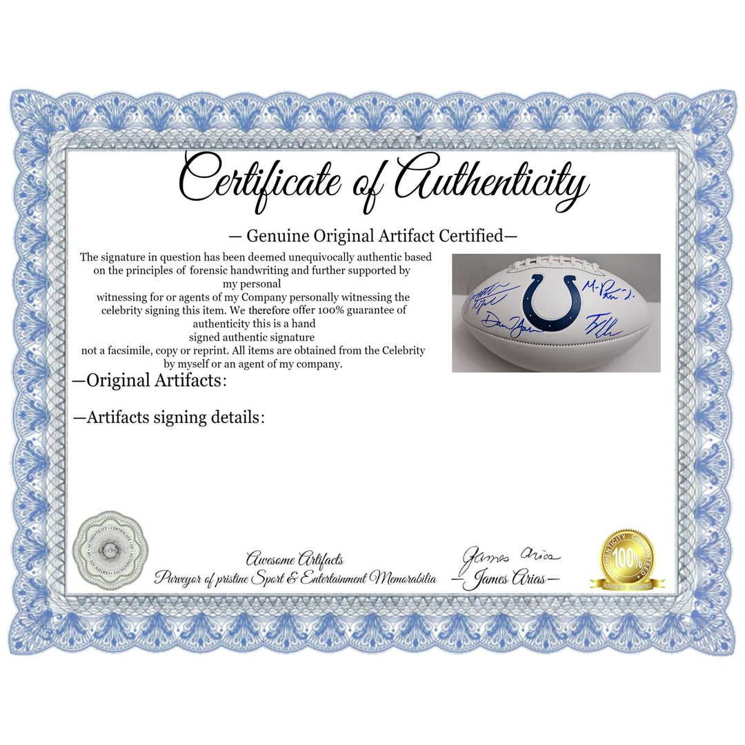 Jonathan Taylor, Daniel Jones, Ty Warren, Michael Pittman Jr. Indianapolis Colts 2025 full size football signed with proof