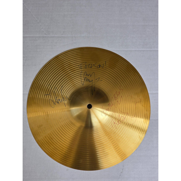 Led Zeppelin Jimmy Page Robert Plant John Paul Jones 16 inch cymbal signed with proof.