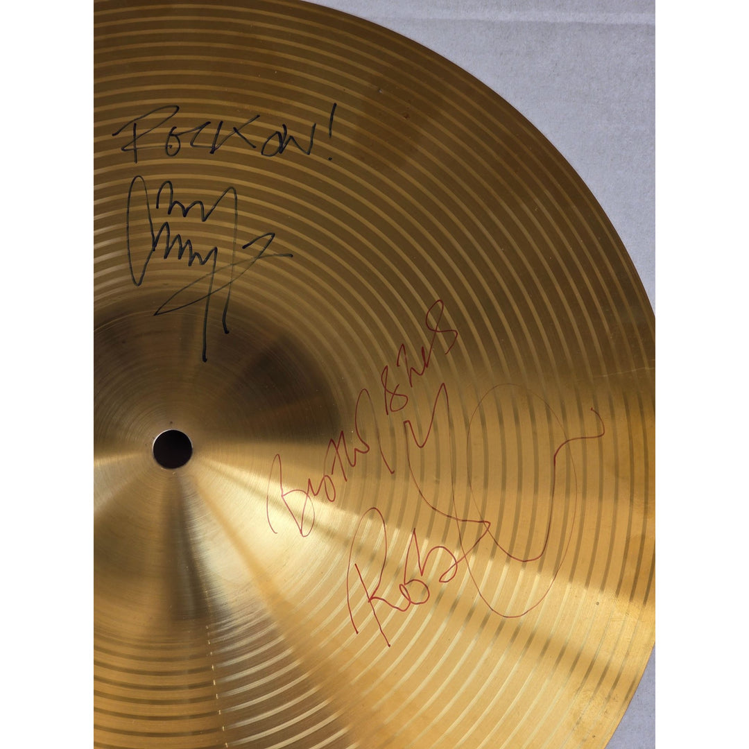 Led Zeppelin Jimmy Page Robert Plant John Paul Jones 16 inch cymbal signed with proof.