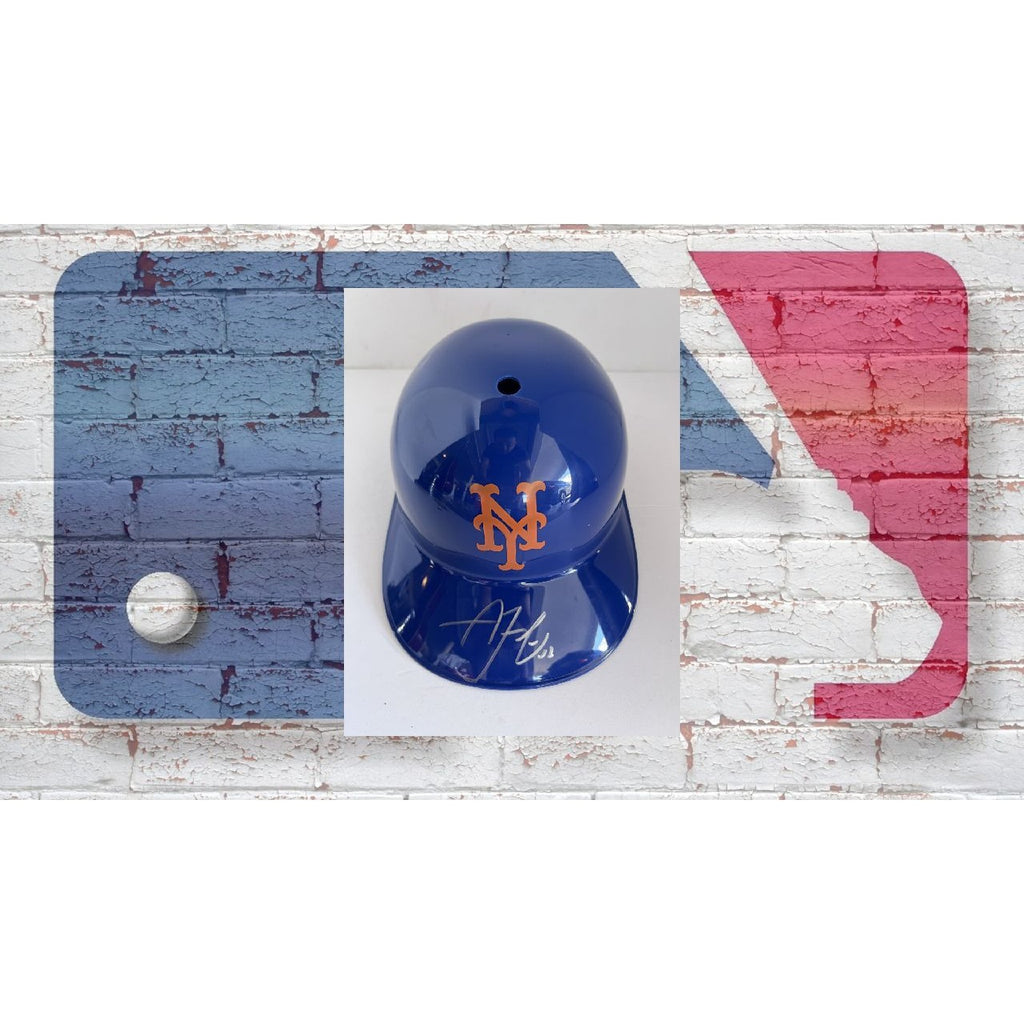 New York Mets Francisco Lindor MLB full size replica batting helmet signed with proof