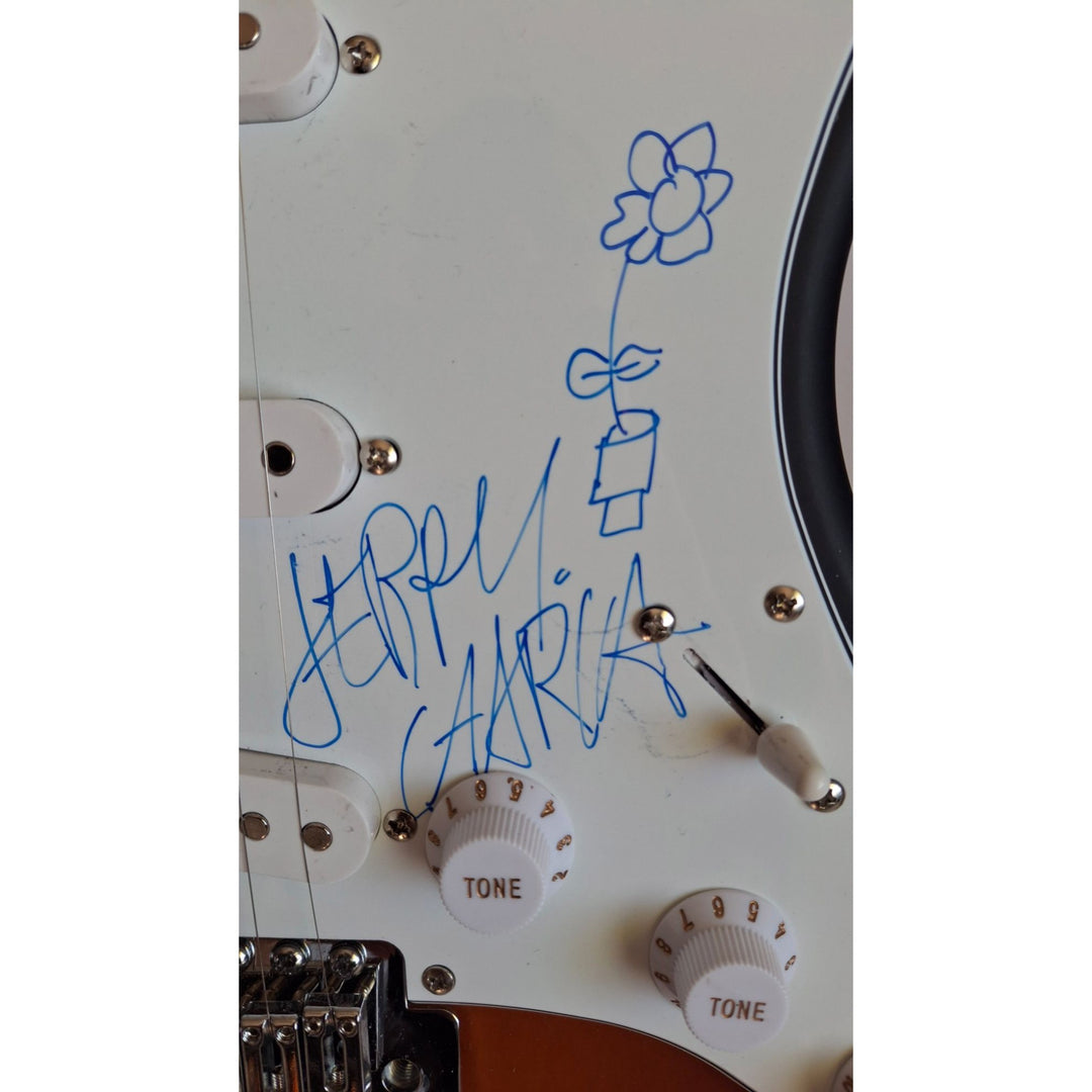 Garcia, Jerry Grateful Dead Co-Founder with sketch Fender Stratocaster Squier electric guitar signed with proof