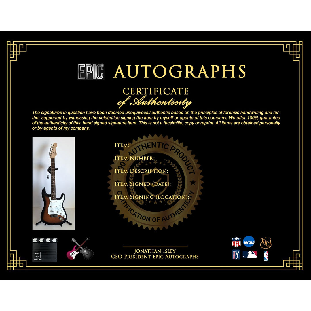 Garcia, Jerry Grateful Dead Co-Founder with sketch Fender Stratocaster Squier electric guitar signed with proof