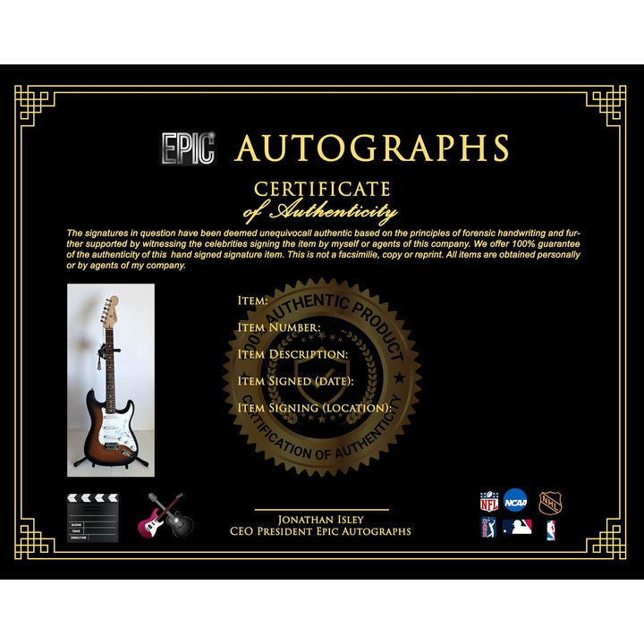 Garcia, Jerry Grateful Dead Co-Founder with sketch Fender Stratocaster Squier electric guitar signed with proof