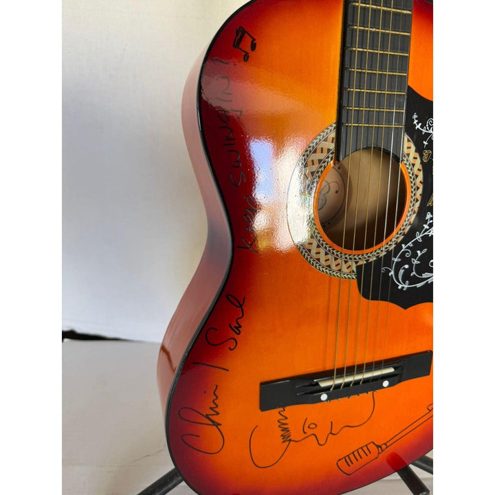 Chris Isaak vintage acoustic guitar signed and sketched with proof